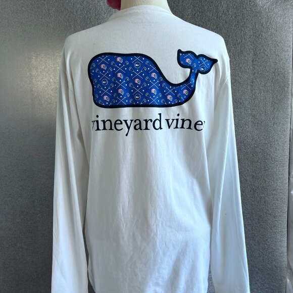 MENS VINEYARD VINES WHITE LONG SLEEVE T'SHIRT BLUE WHALE LACROSSE SHIRT SIZE: S - Picture 1 of 5